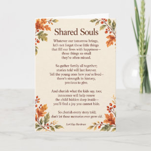 Gedeelde Zielen Thanksgiving Familie Gedicht Kaart