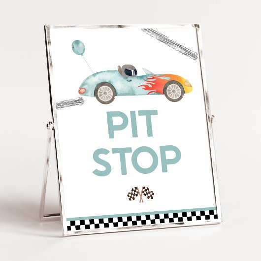 Gedeelte "Pit Stop Race Auto Birthday" Poster