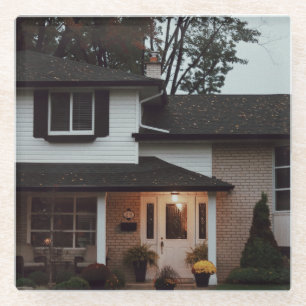 Gedeeltelijk Afbeelding van Mooi Huis Glas Onderze Glazen Onderzetter