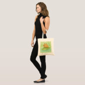 (gedeeltelijk) Chill Brown Capybara op Green Croco Tote Bag (Voorkant (model))