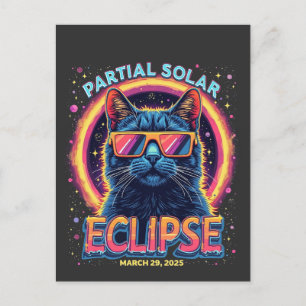 Gedeeltelijke Zonsverduistering 2025 Cat Kitten Feestdagenkaart