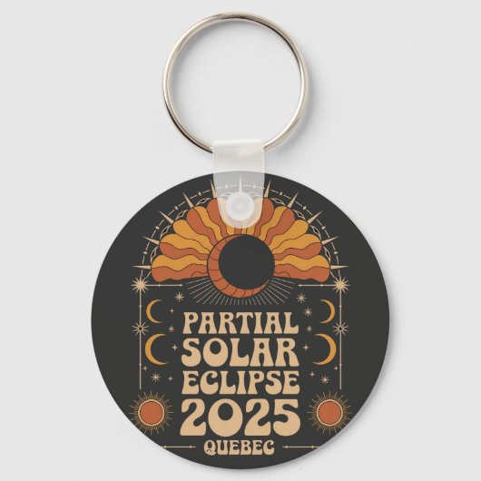 Gedeeltelijke Zonsverduistering 2025 Quebec Canada Sleutelhanger (Voorkant)