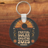 Gedeeltelijke Zonsverduistering 2025 Quebec Canada Sleutelhanger (Voorkant)
