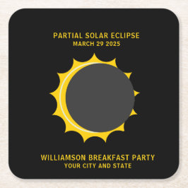 Gedeeltelijke Zonsverduistering Maart 2025 Geperso Kartonnen Onderzetters