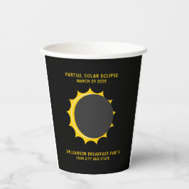Gedeeltelijke Zonsverduistering Maart 2025 Geperso Papieren Bekers