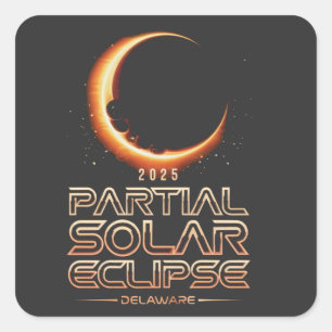 Gedeeltelijke Zonsverduistering New Jersey 2025 Vierkante Sticker