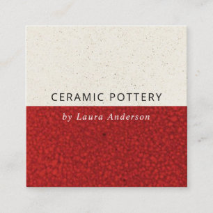 GEDEEP ROOD KERAMISCHE POTTERY GLAZED SPECKLED TEX VIERKANTE VISITEKAARTJE