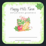 ** Gedehydrateerde groenten Vierkante Sticker<br><div class="desc">Energetisch verbeterde labels / Stickers voor uw inblikken GEDEHYDRATEERDE VOEDSEL metselaar potten. Er zijn 2 regels voor het schrijven van de naam van de Veggie / Vegetable voor uw hoeve Boerderij Farmer Market Canning of uitdroging. ** Waterverf Basilicum, Tomaten Squash en Wortelen *** NEEM CONTACT MET ME OP ALS JE...</div>