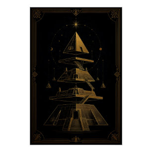 Gedekomponeerde Gouden Piramides Egyptische Kunst  Perfect Poster