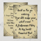Gedekt in Spiders Halloween Party Invitation Kaart (Voorkant / Achterkant)