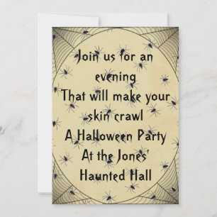 Gedekt in Spiders Halloween Party Invitation Kaart