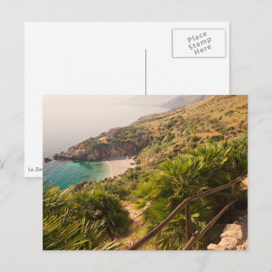 Gedekt strand in Lo Zingaro, Sicilië Briefkaart (Voorkant / Achterkant)