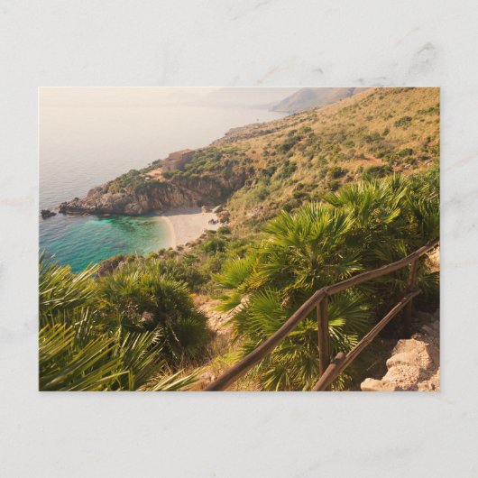 Gedekt strand in Lo Zingaro, Sicilië Briefkaart (Voorkant)