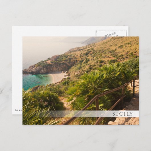 Gedekt strand in Lo Zingaro, Sicilië Briefkaart (Voorkant / Achterkant)