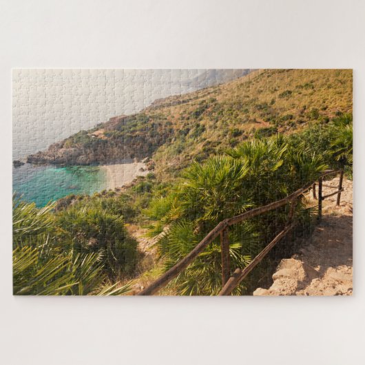 Gedekt strand in Lo Zingaro, Sicilië Legpuzzel (Horizontaal)
