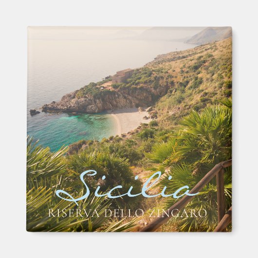 Gedekt strand in Lo Zingaro, Sicilië Magneet (Voorkant)