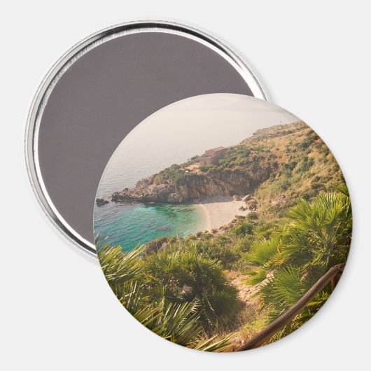 Gedekt strand in Lo Zingaro, Sicilië Magneet (Voorkant / Achterkant)