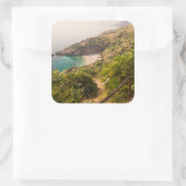 Gedekt strand in Lo Zingaro, Sicilië Vierkante Sticker (Tas)