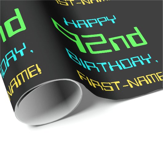 Gedekte 92e verjaardag van Fun Digital Computing Cadeaupapier (Rol Hoek)