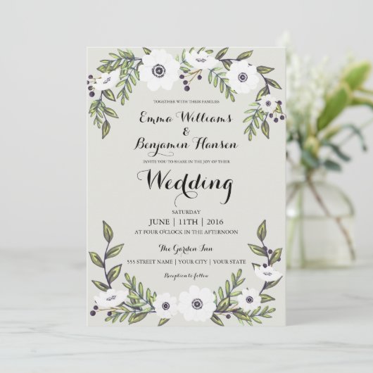 Gedekte Anemones - uitnodiging voor een blote brui (Staand voorkant)