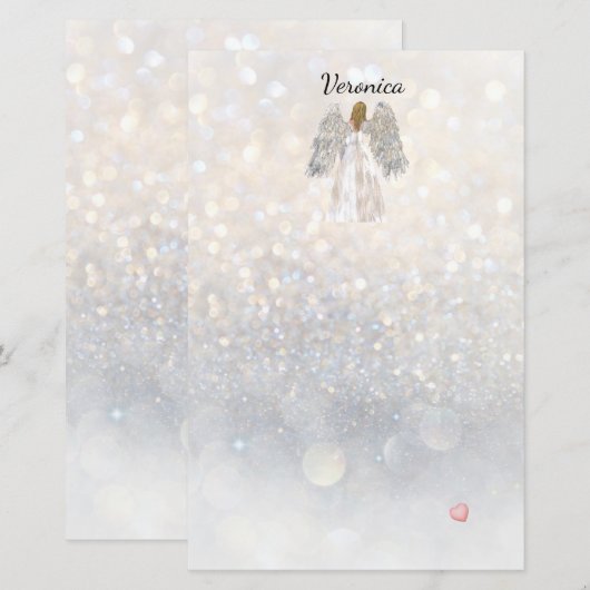 Gedekte Angel Stationery Briefpapier (Voorkant / Achterkant)