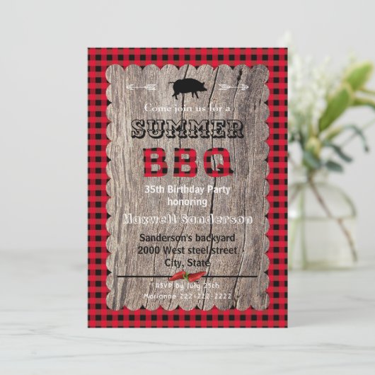 Gedekte BBQ en verjaardagsuitnodiging Kaart (Staand voorkant)