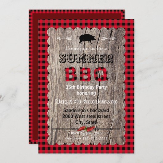 Gedekte BBQ en verjaardagsuitnodiging Kaart (Voorkant / Achterkant)