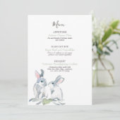 Gedekte bladeren en Waterverf Woodland Bunny Menu (Staand voorkant)