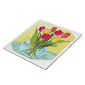 Gedekte bloemen, buisjes van tulpen tegeltje (Zijkant)