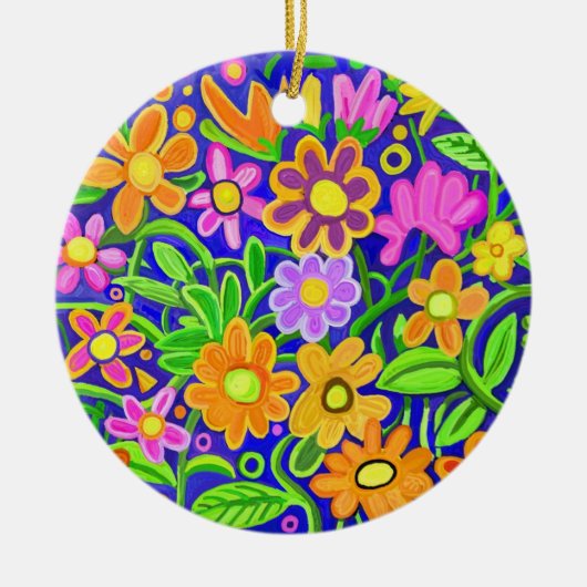 Gedekte bloemen keramisch ornament (Voorkant)