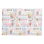 Gedekte bloemen met naam en monogram collage kussensloop (Achterkant-Links)