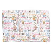 Gedekte bloemen met naam en monogram collage kussensloop (Voorkant-Links)