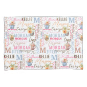 Gedekte bloemen met naam en monogram collage kussensloop (Voorkant-Rechts)