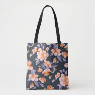 Gedekte bloemen naadloze achtergrondillustratie tote bag