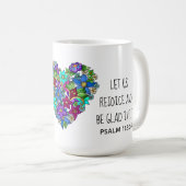 Gedekte Bloemen, w Verse van Psalm 118:24 Koffiemok (Voorkant rechts)