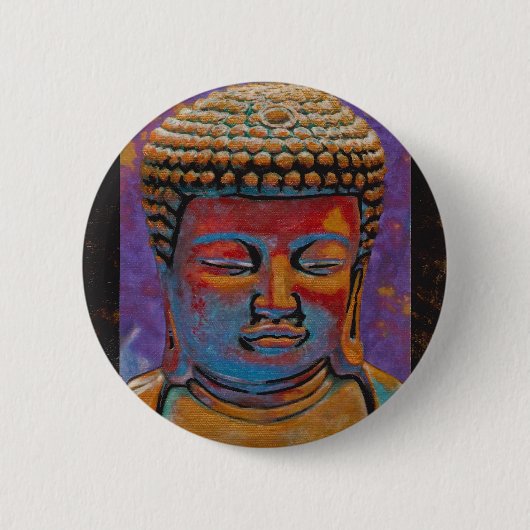 Gedekte Boeddha, omwoeld Ronde Button 5,7 Cm (Voorkant)