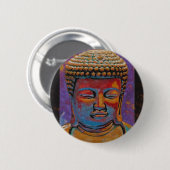 Gedekte Boeddha, omwoeld Ronde Button 5,7 Cm (Voorkant /achterkant)