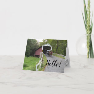 Gedekte Bridge Penn Amish Buggy Hallo Note Card Kaart