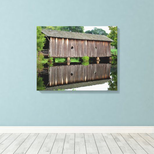 Gedekte Bridge University of West Alabama Campus Canvas Afdruk (Insitu (Houten vloer))