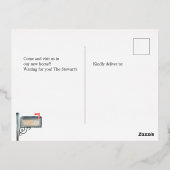 Gedekte brievenbus waterverf nieuw huis zich bewee folie uitnodiging briefkaart (Achterkant)