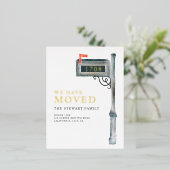 Gedekte brievenbus waterverf nieuw huis zich bewee folie uitnodiging briefkaart (Staand Voorkant)