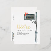 Gedekte brievenbus waterverf nieuw huis zich bewee folie uitnodiging briefkaart (Voorkant / Achterkant)