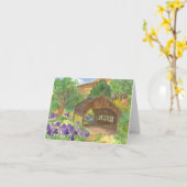 Gedekte Brug Land Vintage Paars Iris Flowers Kaart (Gele Bloem)