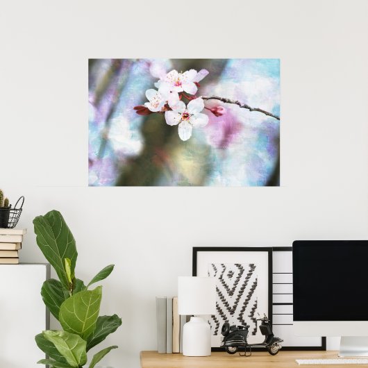 Gedekte Cherry Blossom Poster (Thuiskantoor)
