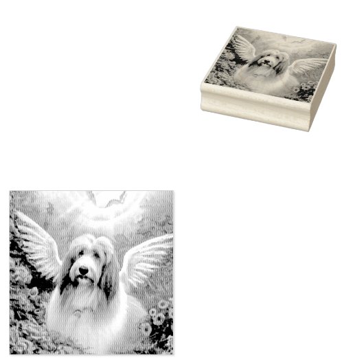 Gedekte Collie Angel Wings Pet Loss Rubberstempel (Gestempeld)