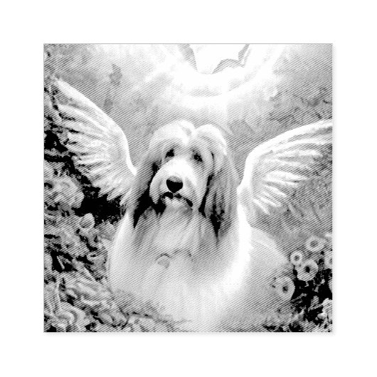 Gedekte Collie Angel Wings Pet Loss Rubberstempel (Afrduk)