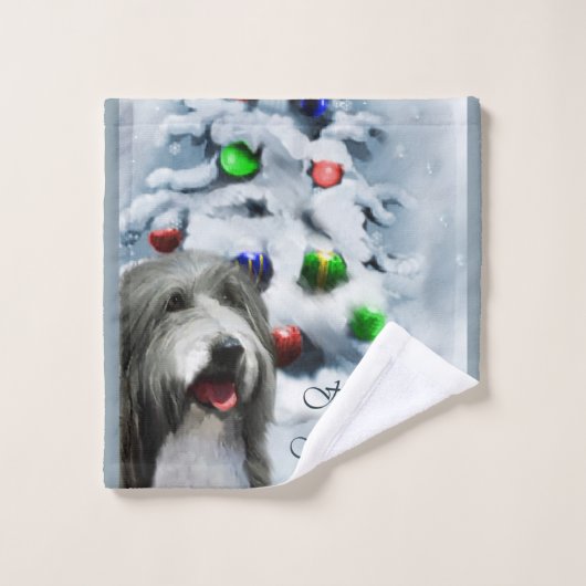 Gedekte Collie Kerstmis Bad Handdoek (Wasdoekje)