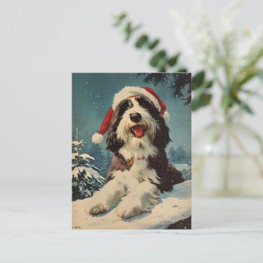 Gedekte Collie Kerstmis Briefkaart (Staand voorkant)