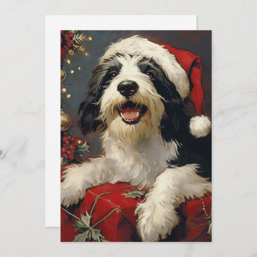 Gedekte Collie Kerstmis Feestdagenkaart (Voorkant / Achterkant)