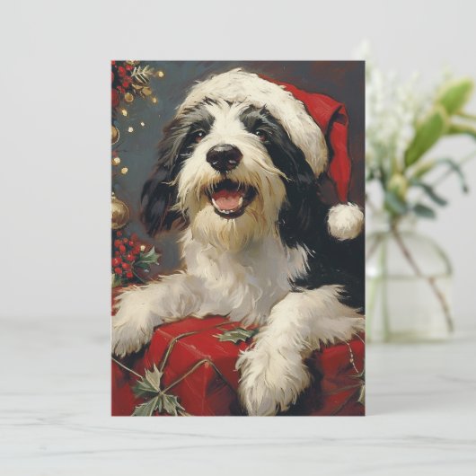Gedekte Collie Kerstmis Feestdagenkaart (Staand voorkant)